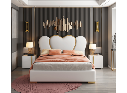 Diseño de cama de dormitorio cama doble hotel de lujo muebles tapizados