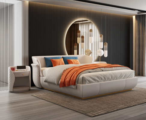 Cama acolchada de diseño de lujo, cama doble dormitorio 180x200cm Nuevo.