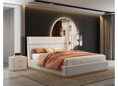 Cama de diseño para el dormitorio cama doble camas de lujo tapizado hotel nuevo.