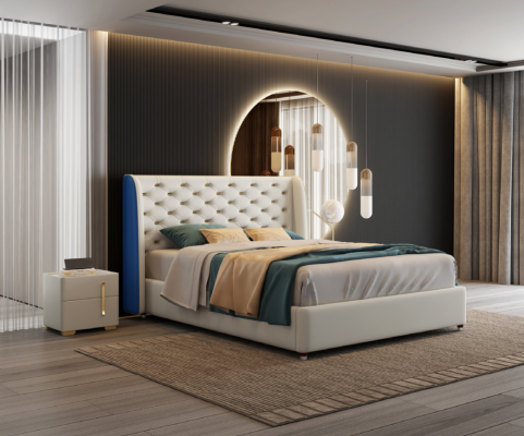 Dormitorio Muebles Cama Diseñador Estructura de cama Camas dobles Elegancia Madera