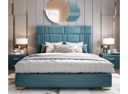 Cama de diseño dormitorio Cuero artificial Hotel Lujo Muebles tapizados Diseñador