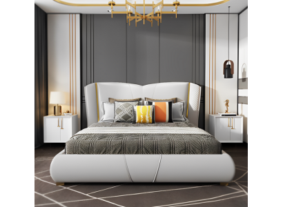 Cama acolchada de diseño de lujo cama doble hotel habitación de dormir muebles de madera