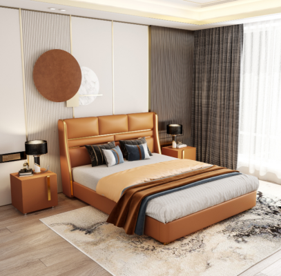 Cama doble Dormitorio Cama Muebles de lujo Habitación doble Hotel Instalación 180x200