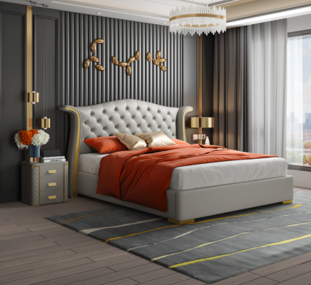 Chesterfield cama doble dormitorio tapizada de lujo camas 180x200cm
