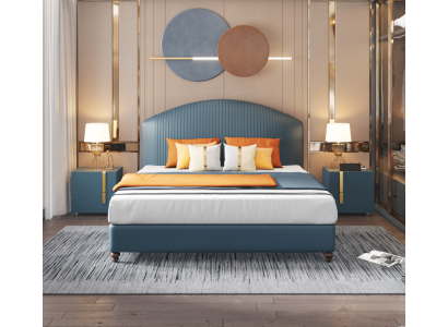 Cama Dormitorio Lujo Cama doble Azul Diseño moderno Camas Hotel
