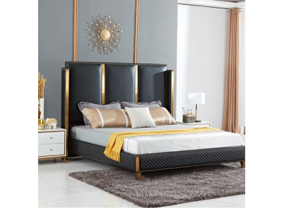 Cama acolchada de diseño de lujo doble cama de hotel matrimonial dormitorio 180x200cm.