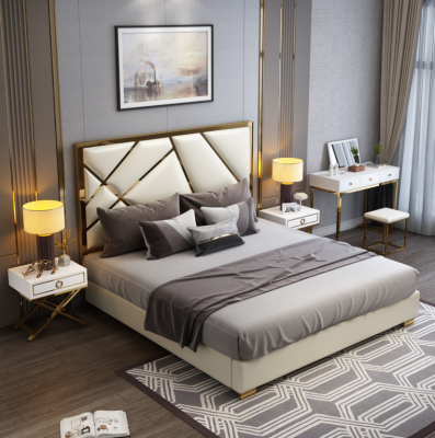 Cama Acolchada Diseño Lujo Doble Camas de Hotel Dormitorio 180x200cm