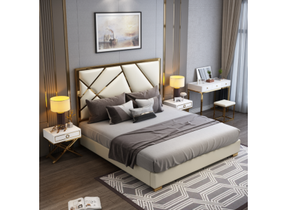 Cama Acolchada Diseño Lujo Doble Camas de Hotel Dormitorio 180x200cm