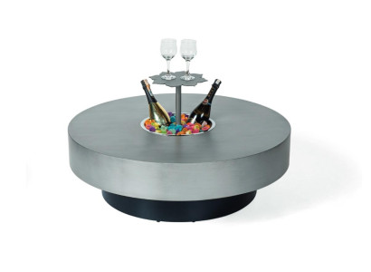Diseño Mesas de centro Mesa Lujo Acero inoxidable Mesas redondas gris Muebles 100cm