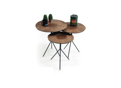Juego redondo 3x de mesa de café lujosa mesa auxiliar mesas de sala de estar mesa