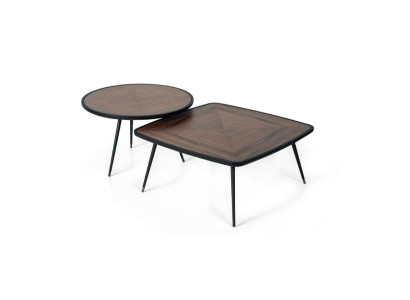 Juego de mesa de centro de diseño 2x de madera para sala de estar, mesas de lujo modernas, set de 2 piezas.