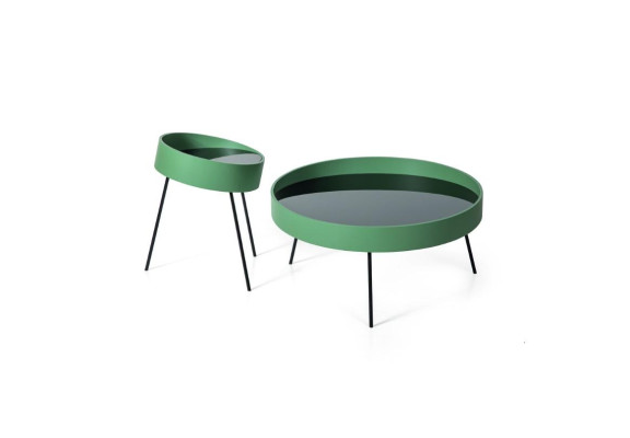 2x Mesa de centro Diseño redondo Nuevo color verde Estilo de muebles para sala.