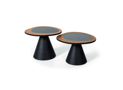 Set de mesas de centro de diseño 2x mesa estilo sala de estar negro de 2 piezas.