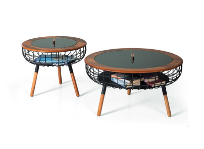 Diseño de mesa de café de lujo Mesa de centro Mesa de sala de estar Conjunto 2x marrón 2 piezas.