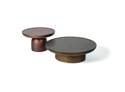 Conjunto de 2 mesas auxiliares de acero inoxidable, mesa de diseño para sala de estar (juego de 2 piezas).
