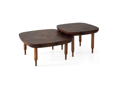 Juego de mesas de centro de lujo 2x Mesas de centro Sala de estar madera Marrón Mueble Mesa