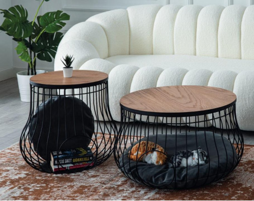 Conjunto de lujo 2x mesa de café mesa mesas redondas casa para gatos diseño muebles sala de estar.