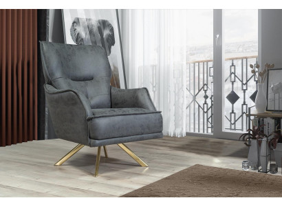 Sillón individual gris exclusivo para salón de club, de lujo.