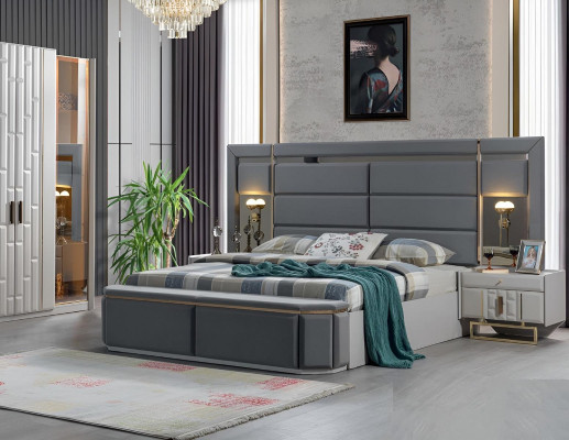 Dormitorio completo cama 2x mesitas de noche Nuevo lujo juego de muebles equipamiento