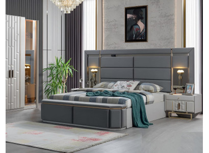Dormitorio completo cama 2x mesitas de noche Nuevo lujo juego de muebles equipamiento