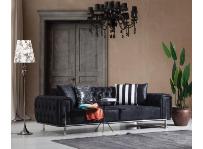 Sofá de tres plazas diseño Chesterfield de lujo para salón.