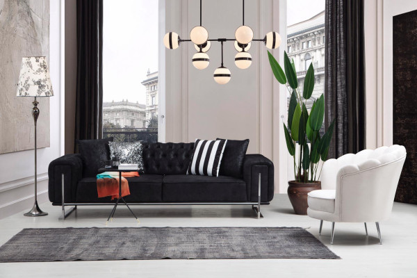 Muebles modernos para la sala de estar completo sofá de tres plazas tapizado sillón