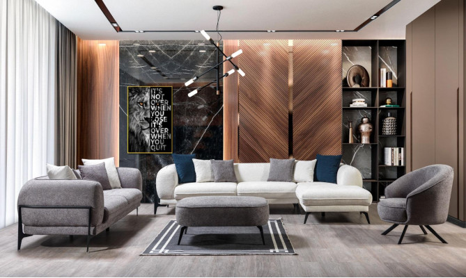 Conjunto de sala de estar 3 piezas sofá en forma de L sofá de tres plazas sillones tapizados sillón nuevo.