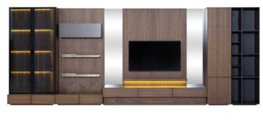 Sala de estar, conjunto de pared, aparador bajo para TV, madera marrón, muebles, televisor, nuevo, XXL, 530 cm.