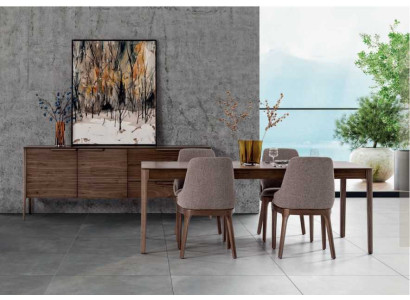 Juego de comedor conjunto marrón Mesa de comedor con 4 sillas y aparador.