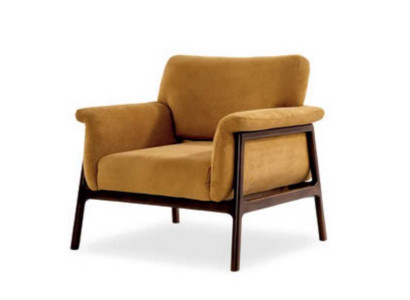 Sillón para sala de estar de lujo, diseño moderno, madera con tela salón club