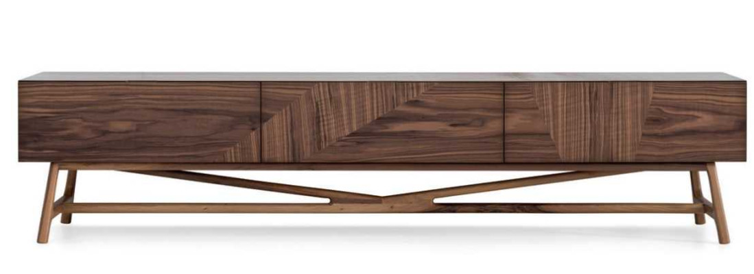 Soporte de TV para sala de estar con 2 estantes de pared, diseño de lujo aparador moderno.