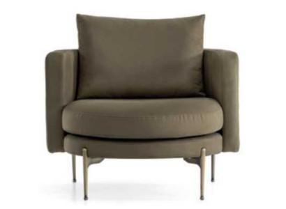 Sillón de diseño moderno para sala de estar de madera con tela lounge club redondo.