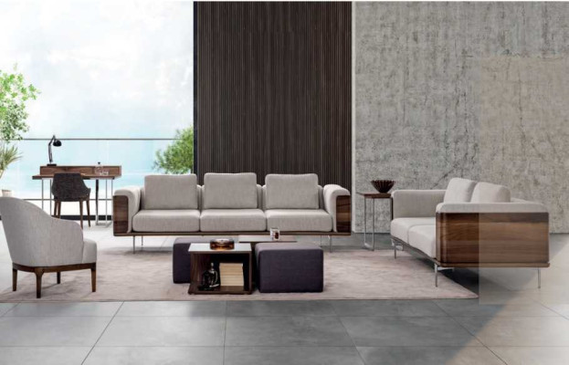 Juego de sala de estar de lujo con diseño moderno 2x sofás con sillón conjunto de sofás.