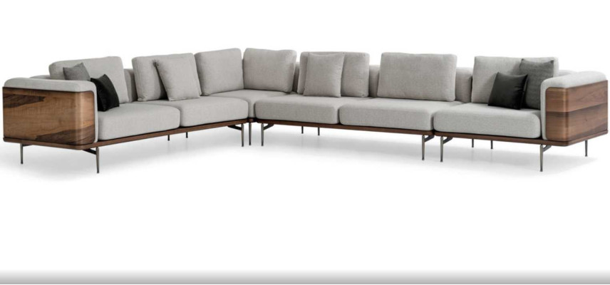 Sofá esquinero de salón en forma de L de madera moderno con un diseño de lujo - sofá esquinero.