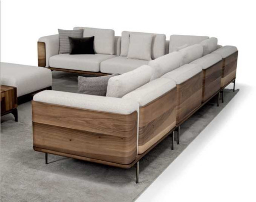 Sofá esquinero de salón en forma de L de madera moderno con un diseño de lujo - sofá esquinero.