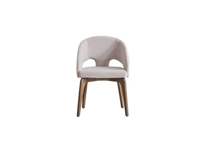 Silla de comedor blanca Sillón elegante Butacas tapizadas Pies de madera modernos