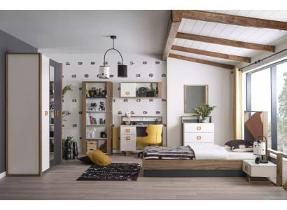 Juego de cama para niños Muebles para niños Habitación infantil Cama Madera Gris Conjunto de 9 piezas.