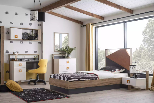 Dormitorio infantil Juego de cama para niños Muebles infantiles Cama Madera Gris Set de 6 piezas