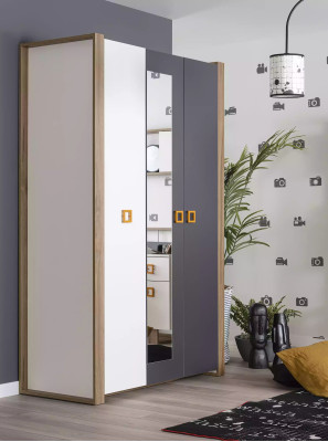 Conjunto de habitación infantil Marco de cama Conjunto de cama Escritorio Gris 5 piezas de madera