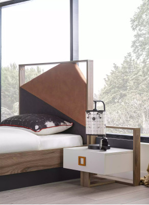 Cama completa Muebles para niños Cama infantil Habitación infantil Madera Gris Juego de 4 piezas