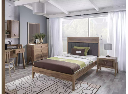 Muebles para niños Cama infantil completa Dormitorio infantil Cama Madera Marrón Set de 4 piezas