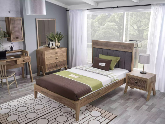 Muebles para niños Cama infantil completa Dormitorio infantil Cama Madera Marrón Set de 4 piezas