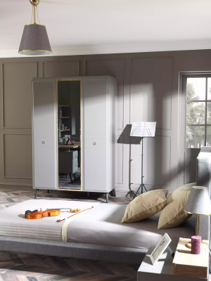 Armario de ropa Armario Armario de madera Dormitorio Muebles de madera Gris Lujo