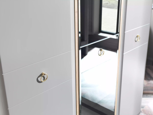 Armario de ropa Armario Armario de madera Dormitorio Muebles de madera Gris Lujo