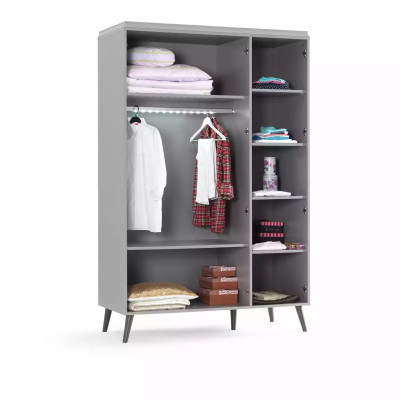 Armario de ropa Armario Armario de madera Dormitorio Muebles de madera Gris Lujo