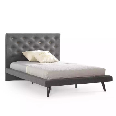 Conjunto de cama juvenil, mesita de noche, cama para habitación infantil, madera gris 120 cm, 2 piezas.