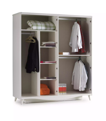 Lujo Armario Armario de madera Muebles de madera Blanco 4 puertas Diseño