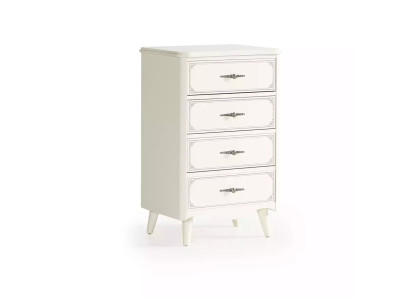 Cómoda de lujo de madera blanca estilo moderno para el dormitorio.