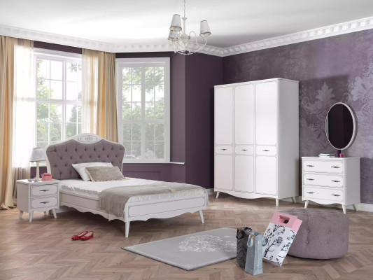 Chesterfield cama de 100 cm, marco de cama de tela de lujo gris, cama para jóvenes de madera.