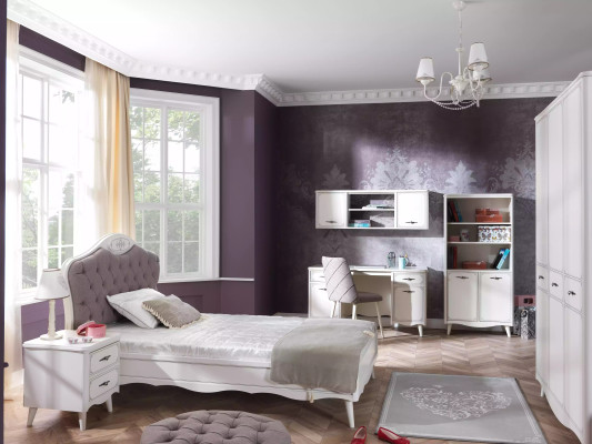 Chesterfield cama de 100 cm, marco de cama de tela de lujo gris, cama para jóvenes de madera.